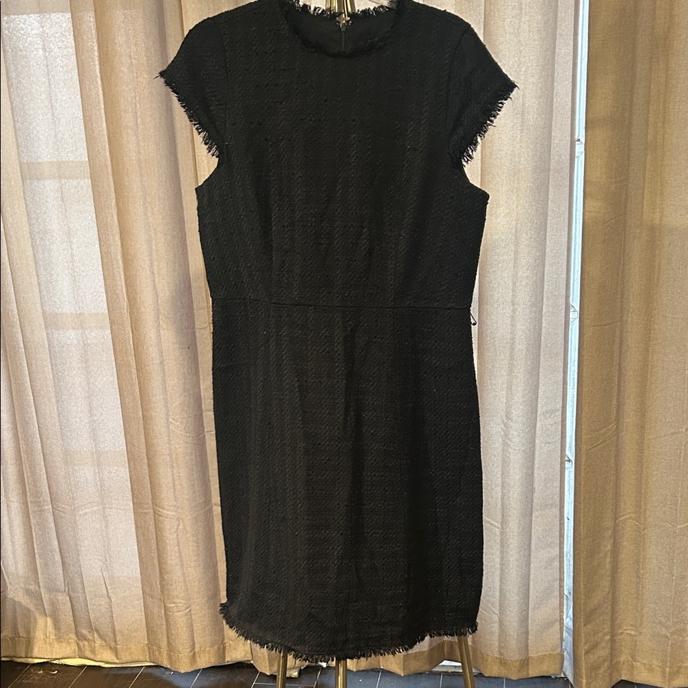 Ann Taylor Black Fringe-Trimmed Midi Dress
